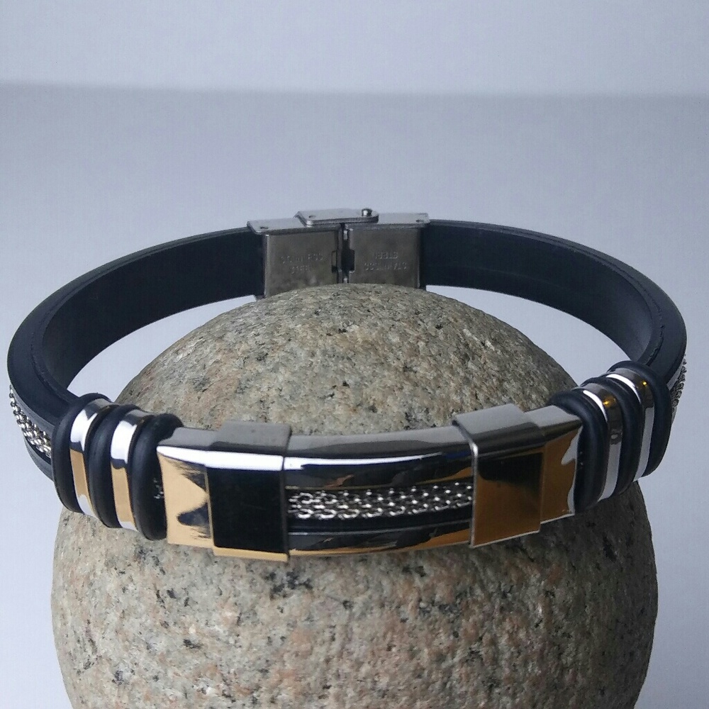 Stainless Steel and Silicon Men's Bracelet